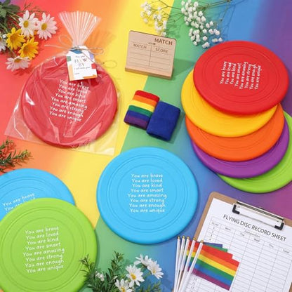 HyDren End of The Year Gifts 7'' Rubber Flying Discs Bulk with Inspirational Cards Fun Flying Disc Toy for End of The Year Graduation Party Favors Summer Gifts Sports Outdoor Activities