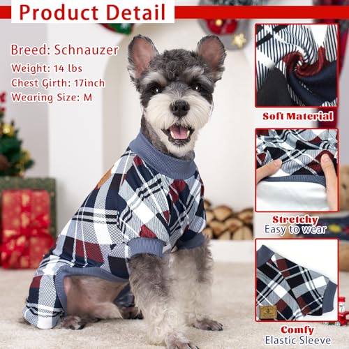 XPUDAC 4 Pack Dog Pajamas for Small Dogs Cats Plaid Doggie Clothes Puppy Onesies Christmas Pajamas Jumpsuits Pet Pjs Shirt Apparel 2X-Large, Red Green Khaki Grey - size: XX-Large(Chest-22.8" Back-17.8" Neck-12.6")