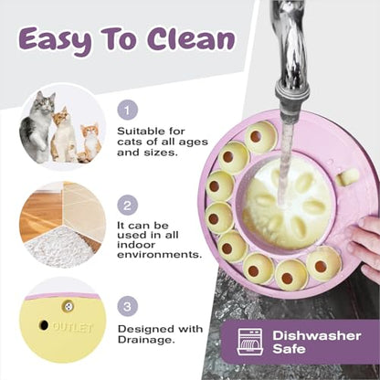 Cat Puzzle Toy for Cats Indoor, Slow Feeder Bowl for Fast Eaters, Interactive Kitten Enrichment Pink Toy - color: purple