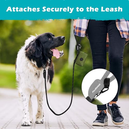 Dog Poop Bag Holder, Portable Pet Waste Bag Dispenser, 2 Pouches for Treats and Walking Accessories, Fit All Leashes, Includes 1 Roll of Dog Poop Bags (Army Green) - color: Army Green