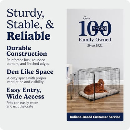 MidWest Homes for Pets 42-Inch iCrate for Large Breeds, 71-90 lbs, Single Door Folding Dog Crate with Divider Panel, Leak-Proof Tray & Secure Latch, Portable, Durable & Easy to Assemble - size: 42.0"L x 28.0"W x 30.0"H