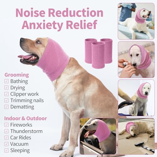 Nanaki Calming Ear Wrap - Quiet Dog Headband & Snood Ear Muffs for Anxiety Relief & Noise Reduction - color: Pink, size: Small