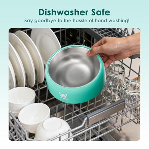 PAWGETHER® Stainless Steel Dog Bowls, Dog Food Water Bowl with Non-Slip Base Two-Piece Design Easy Clean Dishwasher Safe Mint Green 34oz + 12oz - color: Mint Green (34oz + 12oz)