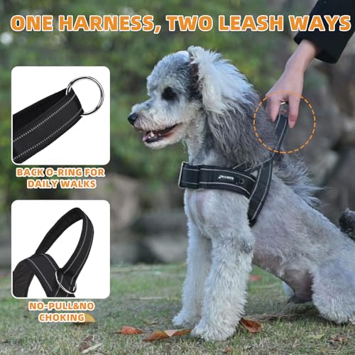 KOOLTAIL No Pull Harness Medium Size Dog with Handle, Easy Walk Puppy Vest Harness Neck & Chest Soft Paded Adjustable, Reflective Lightweight Escape Proof Breathable Mesh Pet Running Harness, Black M - color: Black, size: Medium