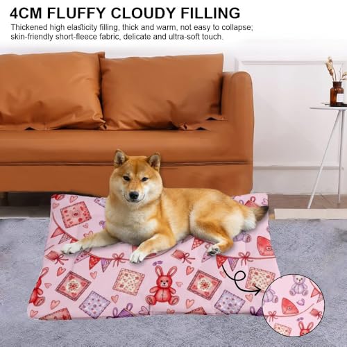 Cozy Dog Bed with Anti-Slip Bottom, Cute Bear Bunny Dog Kennel Chew Proof Crate Pad Outdoor Bed Comfortable Matt for Indoor& Outdoor Sofa Cars, Machine Washable 36 X 24 Inch - size: 36 × 24 inch