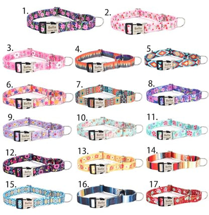 Personalized Custom Customized Martingale Dog Collars with Engraved ID Name Plate Phone Number for Puppy X-Small Small Medium Large X-Large Boy Girl Dogs