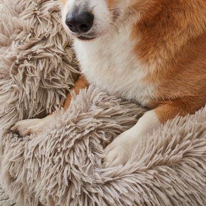 WESTERN HOME WH Calming Dog & Cat Bed, Anti-Anxiety Donut Cuddler Warming Cozy Soft Round Bed, Fluffy Faux Fur Plush Cushion Bed for Small Medium Dogs and Cats (20"/24"/27"/30") - color: Brown, size: 30.0"l x 30.0"w x 8.0"th