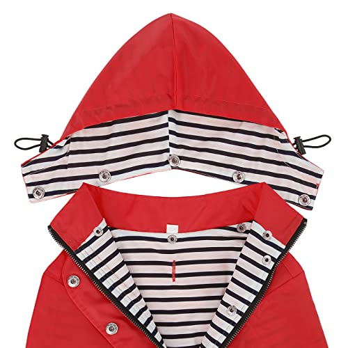 HDE Dog Raincoat Poncho Double Layer Zip Rain Jacket with Removable Hood, Leash Hole for Small to 3XL Dogs and Puppies Red - S - color: Red, size: Small