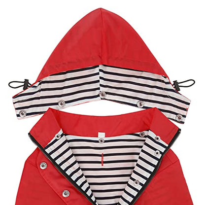 HDE Dog Raincoat Poncho Double Layer Zip Rain Jacket with Removable Hood, Leash Hole for Small to 3XL Dogs and Puppies Red - S - color: Red, size: Small