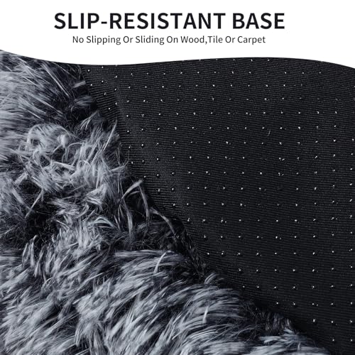 Dog Bed Round Hooded Plush Cat Cave Self Warming Pet Bed Donut Anti Anxiety Fluffy Pet Bed for Puppy and Kitty - color: Gradient Dark grey, size: Medium 23.6''