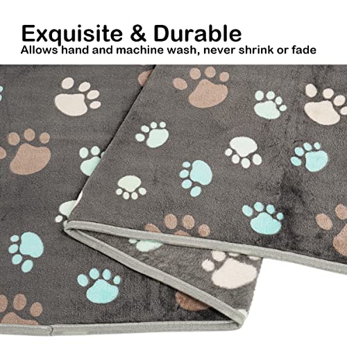 Dono 1 Pack 3 Dog Blankets, Soft Fluffy Fleece Pet Blanket Warm Sleep Mat Paw Print Design Puppy Kitten Throw Blankets Doggy Blanket for Dogs - color: Gray Paw, size: S(23*16")
