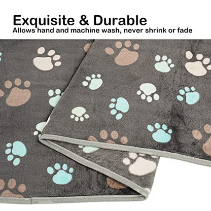 Dono 1 Pack 3 Dog Blankets, Soft Fluffy Fleece Pet Blanket Warm Sleep Mat Paw Print Design Puppy Kitten Throw Blankets Doggy Blanket for Dogs - color: Gray Paw, size: L(41*31")
