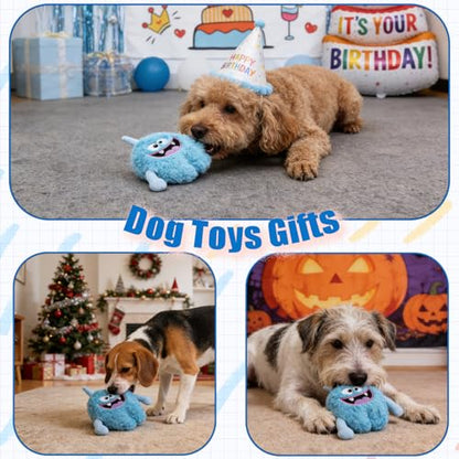 Plush Squeaky Dog Toy, Crinkle Stuffed Dog Toy Keep Them Busy Tug of War Birthday Dog Chew Toy for Small Medium Large Dogs (Light Blue) - color: Light Blue