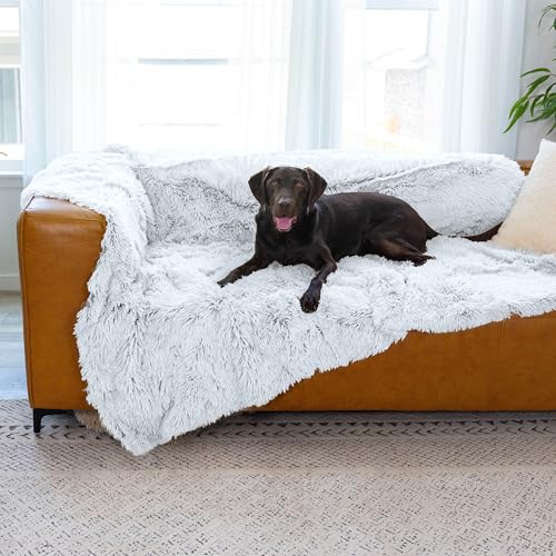Best Friends by Sheri Calming Shag Cat and Dog Blanket with Non-Skid, Water Resistant Base, Machine Washable, Frost Gray, 60" x 80" - color: Frost, size: 60" x 80"