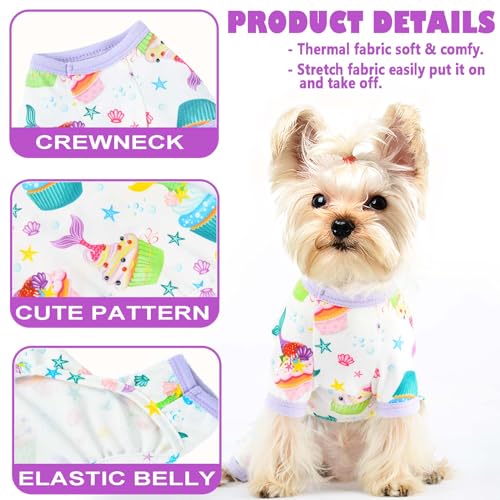 Dog Pajamas for Small Dogs, Soft Thin Pjs Jammies Cat Doggie, Summer Pet Cute Puppy Clothes Outfits Dogs Boy Girl(Mermaid Cake,XS) - color: Mermaid Cake, size: X-Small (Chest 11.8 in)