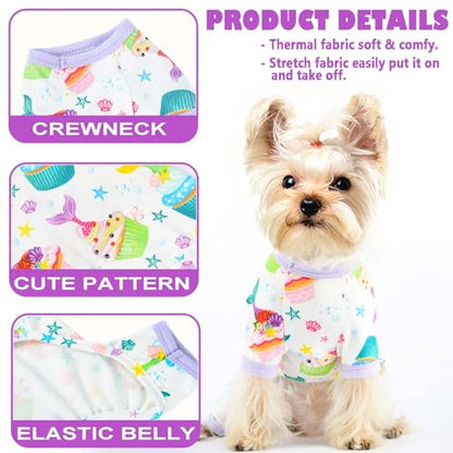 Dog Pajamas for Small Dogs, Soft Thin Pjs Jammies Cat Doggie, Summer Pet Cute Puppy Clothes Outfits Dogs Boy Girl(Mermaid Cake,XS) - color: Mermaid Cake, size: X-Small (Chest 11.8 in)