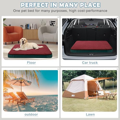 Large Dog Bed, Orthopedic Foam Big Dog Bed Mattress, 40 Inches Joint Relief Pet Sleeping Beds, Non Slip Bottom with Removable Washable Cover, Wine Red - color: Wine Red, size: 40.0"L x 35.0"W x 3.5"Th