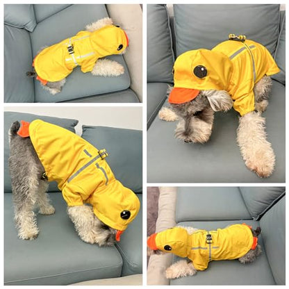 BEAUTYZOO Dog Raincoat Hooded Slicker Poncho, Waterproof Windproof Rain Jacket Hood with Harness Built in, Adjustable Reflective Duck Design Rain Coats for Small Medium Dogs Puppies, Yellow Size S - color: Yellow Duck, size: S(Back 13.2", Chest 18.5", Nec