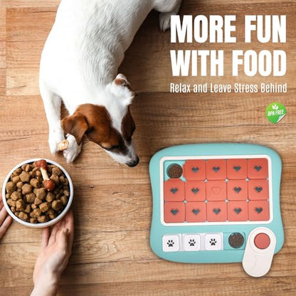 Dog Puzzles for Smart Dogs,Level 3 Interactive Dog Treat Puzzle for Iq Training, Dog Puzzle Toy for Large Medium Small Dogs with Squeaky Dog Button Design - color: Red Puzzle