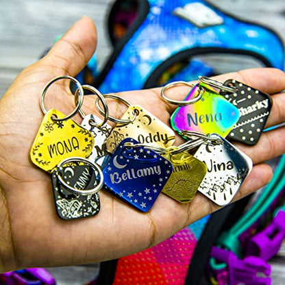 Personalized Dog Tag with 5 Lines of Custom Deep Engraved Durable Stainless Steel Pet ID Name Tag Designer Regular Size Diamond - size: Regular, style: Diamond