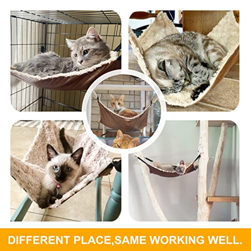 Cat Hammock Bed, Large Reversible Cat Cage Hammock Hanging Soft Pet Bed for Kitten Ferret Puppy or Small Pet