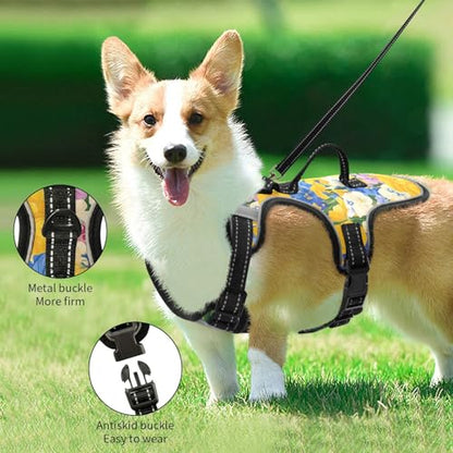 Beauty Spring Colorful Flower Reflective Dog Walking Gear for Doggie Night Walking Cute Vest for Dogs Large with Handle Chaleco para perro Medium