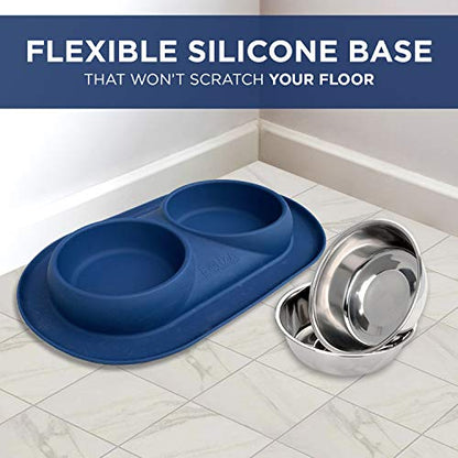 Bonza Cat or Small Dog Bowls with Spill-Proof Mat,12 oz Stainless Steel Feeding Dishes - size: Feeding Station