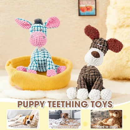 Indestructible Dog Toys,New Dog Toys for Aggressive Chewers,Squeaky Durable Chew Toy for Indoor Pups Teething,Puppy Teething Toys (Brown Dog) - color: Brown dog