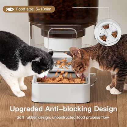 6L Automatic Cat Feeder with Camera, 1080P HD Camera Live Video, Night Vision 2-Way Audio, WiFi & App Remote Control, Programmable Pet Feeder, Smart Timed Dry Food Dispenser for Cat & Dog - size: Single Basin - 6L
