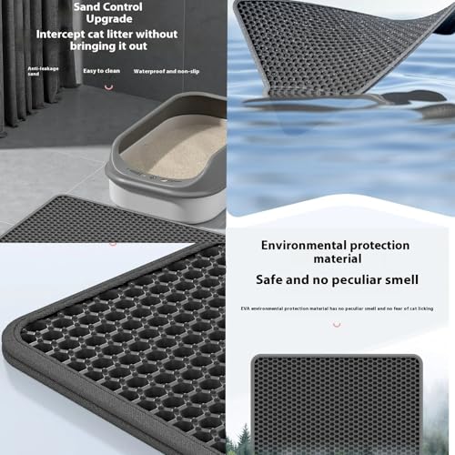 Double-Layer Cat Litter Mat, Extra Large Anti-Tracking Trapping Mat,Waterproof Non-Slip for Single/Multi-Cat Households - Keep Floors Clean(17.72x23.62Inch)