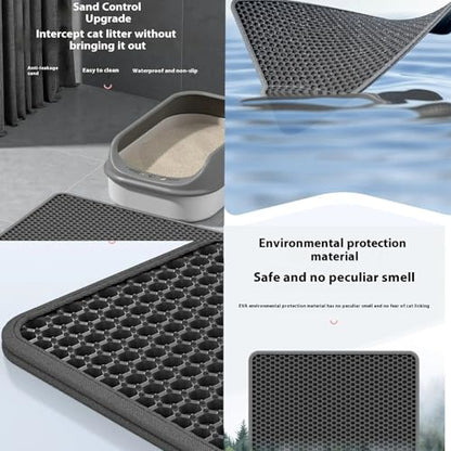 Double-Layer Cat Litter Mat, Extra Large Anti-Tracking Trapping Mat,Waterproof Non-Slip for Single/Multi-Cat Households - Keep Floors Clean(17.72x23.62Inch)