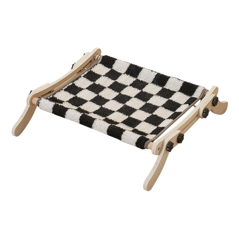 Cat Window Perch, No Screws Easy to Adjust & Assemble, Adjust Wooden Seat for Kitten Bedside Windowsill, Wooden Cats Furniture - color: Black and white flannel