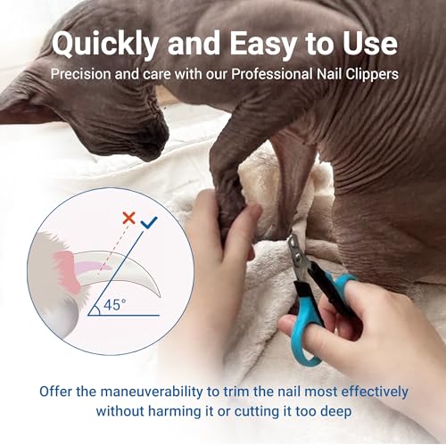 Professional Cat Nail Clippers, Made in Germany - Stainless Steel Claw Scissors for Kittens, Cats & Small Pets, Safe Trimmer for Thick Nails, Beginner-Friendly with Non-Slip Grip