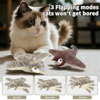 Cat Toys, Flapping Bird Cat Toy(No Flying), Interactive Catnip Toy with Catnip Bags, Chirping Noise Enrichment Moving Wings Dog Cat Kitten Toys, Flappy Flying Pets Toy for Indoor(Oriole) (B2-2Pack) - color: B2-2Pack