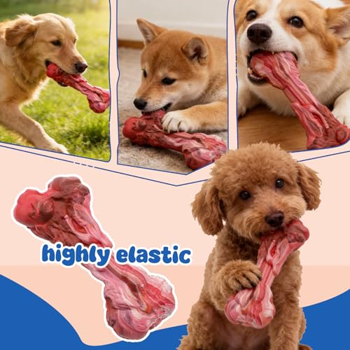 Indestructible Simulated Bone Dog Chew Toy - Food-Grade Natural Rubber for Aggressive Chewers, Dental Cleaning Toy for Small/Medium/Large Breeds