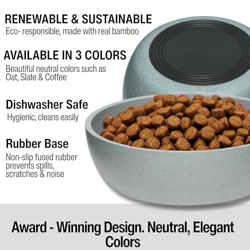 Loving Pets - Dolce Bamboo - Eco-Friendly Pet Bowls & Dishes for Dog, Cats, Puppy Food and Water Bowl -Sustainable and Dishwasher Safe, Made with Real Bamboo (Medium, Slate-Grey) - color: Slate Grey, size: Medium Bowl