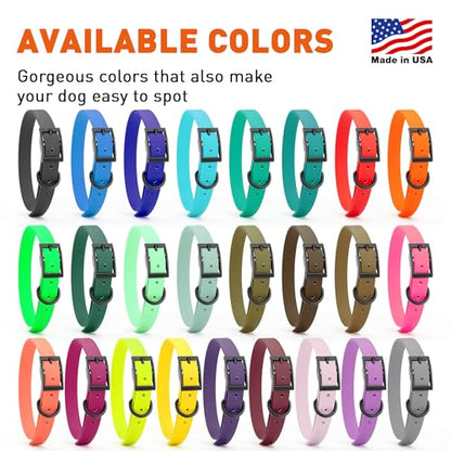 Dogline Biothane Waterproof Dog Collar Strong Coated Nylon Webbing with Black Hardware Odor- Proof for Easy Care Easy to Clean High Performance Fits Small Medium or Large Dogs, Amethyst Purple