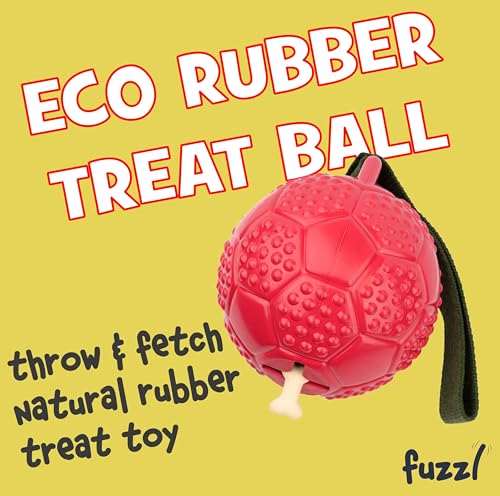 Fuzzl Eco Rubber Chuck & Treat Soccer Ball - Red - Long Lasting Dog Chew Toys for Aggressive Chewers Strong Dog Toy for Dogs Durable Puppy Toys 13cm - style: Football Red