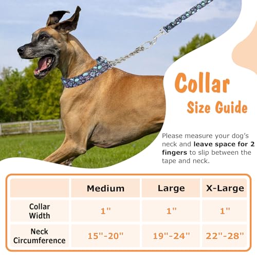 Martingale Dog Collar with Stainless Steel Chain, No Pull Slip Cinch Choker Choke Collar Training Escape Proof Heavy Duty Dog Collar for Medium Large Extra Large Pet Boy Male Dogs, Blue L - color: 5, size: XL(Neck22-28)