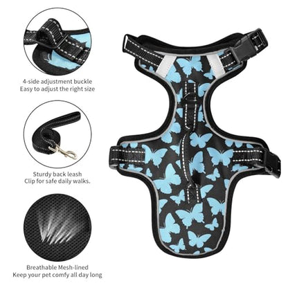 Dreamy Butterfly Blue Black Reflective Vests for Large Dogs for Dog pet Dog Training Accessories Cat Harnesses Chaleco para perro - size: M