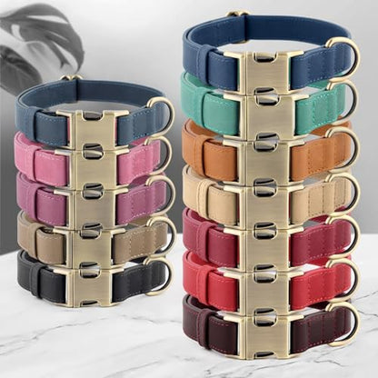 Plutus Pet Genuine Leather Dog Collar – Adjustable Pet Collar with Quick Release Metal Buckle, Soft Real Leather for Small Medium Large Dogs, Heavy Duty & Skin-Friendly (Beige, XS) - color: Beige, size: XS