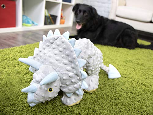goDog Dinos Frills Squeaky Plush Dog Toy, Chew Guard Technology - Gray, Extra Large - color: Dinos Frills (Gray), size: X-Large