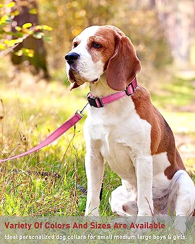 Reflective Dog Collar with Buckle Adjustable Safety Nylon Collars for Small Medium Large Dogs, Light Pink M - color: Light Pink, size: Medium :Width 3/4",Neck 12-18"