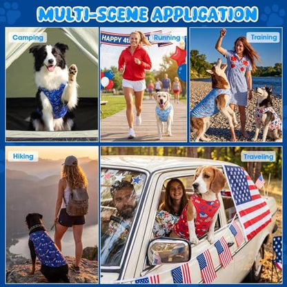 Talltalk 5 Pack 4th of July Dog Cooling Shirts Quick Dry Vest American Flag Mesh Breathable Instant Sun Protection Cooling Dog Vest Patriotic T-Shirts for Holiday Party Outdoor Walking Hunting(XL) - size: XL