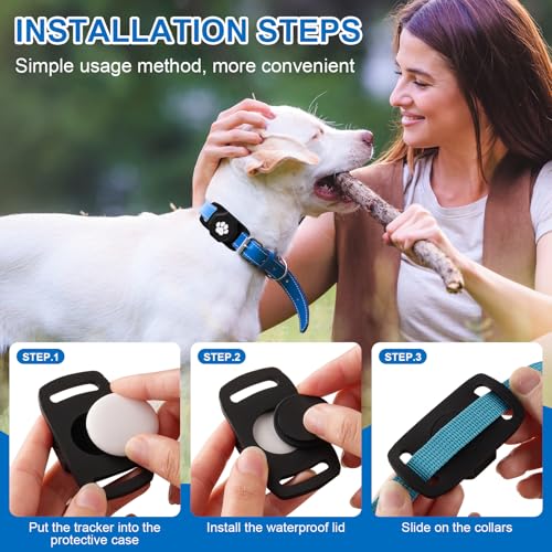 Smart Pet Tracker for Collar - Dog Trackers Pet Location Tracker with Holder, No Monthly Fee, Anti-Lost Tracking Device for Pets, Luggage, Bag Straps, Compatible with Google Android Only(Not for iOS) - color: Black