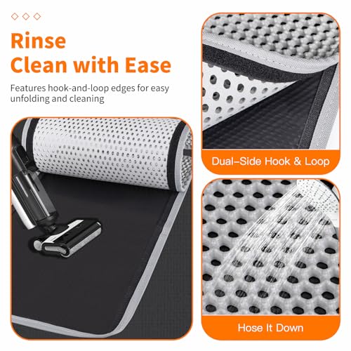 Large Cat Litter Box Mat for Cats, Double Layer Honeycomb Cat Litter Trapping Mats, Waterproof, Urine Proof,Non-Slip Litter Pad for Indoor Kitty Cat Litter Mat, Easy to Clean Grey (33.8'' x 23.6'') - size: 33.8'' x 23.6''