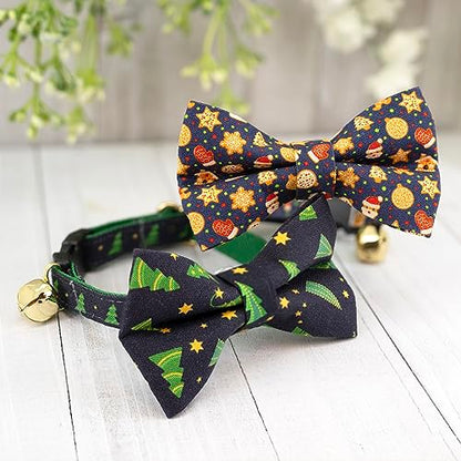 Ultra Joys Breakaway Cat Collar - Bells & Bowtie Gingerbread Man Small - color: Gingerbread-Bowtie Collar, size: Small
