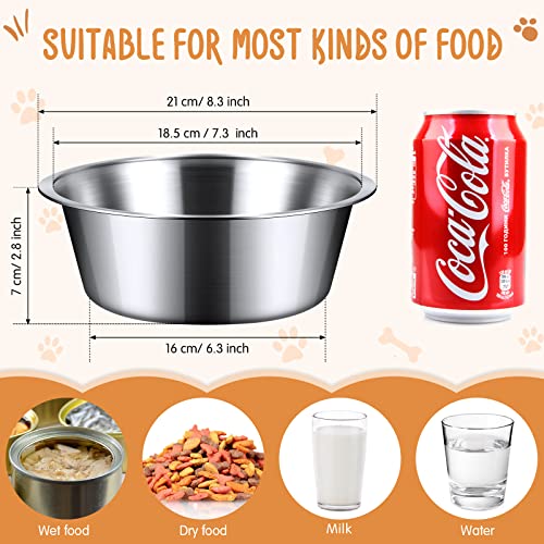 Yahenda 6 Pcs Stainless Steel Metal Dog Bowls Bulk Replacement Basic Thickened Pet Bowls for Small Medium Large Dogs, Dishwasher Safe(8.3 Inch) - size: 8.3 Inch