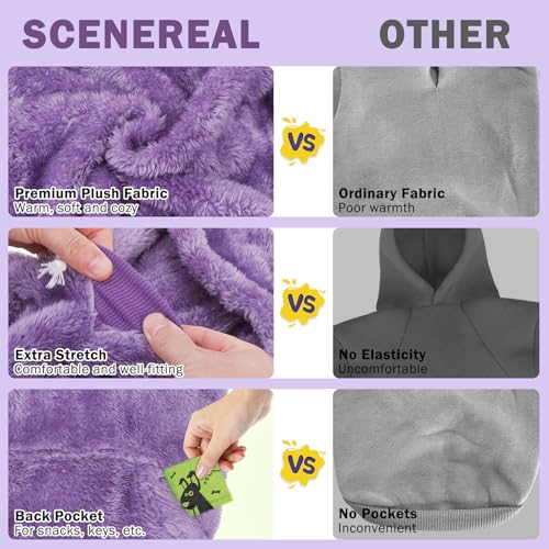 SCENEREAL Fleece Dog Sweaters Hoodie for Small Medium Large Dogs Girls Boys, Plush Fuzzy Dog Clothes Hoodies with Leash Hole, Winter/Fall Puppy Cold Weather Coat, Sherpa Hooded Sweatshirt, Purple S - color: Purple, size: Small