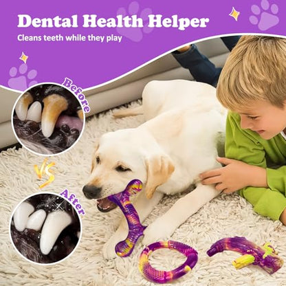 Furdog Indestructible Dog Toy 3Pack, Dog Chew Toys for Aggressive Chewers, Tough Dog Toys to Keep Them Busy for Medium Large Breed, Bacon Flavor (Purple) - color: Purple
